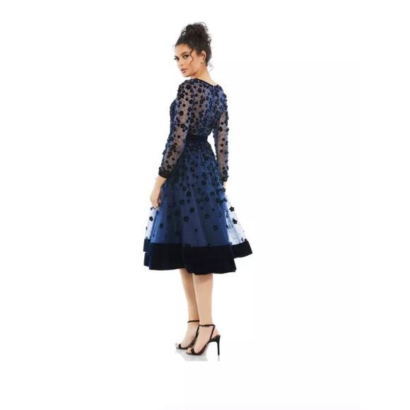 Mac Duggal Embellished Illusion High Neck Long Sleeve Fit & Flare Dress 12 NWT - Picture 3 of 13